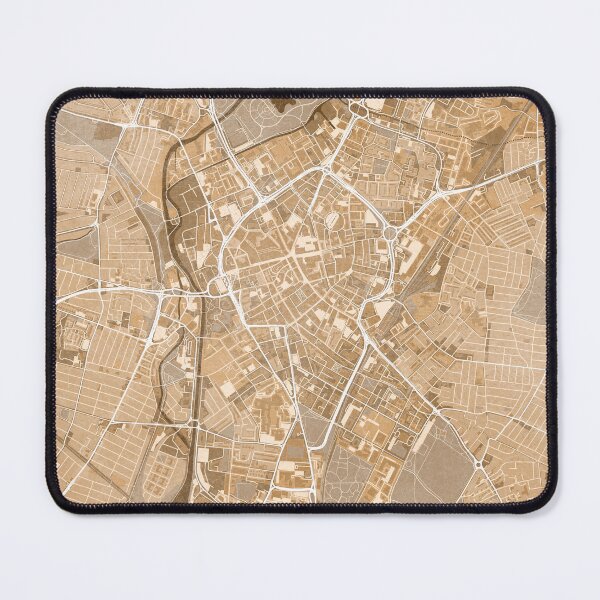 Item preview, Map of Leicester downtown (England) in sepia vintage style designed and sold by blursbyai.