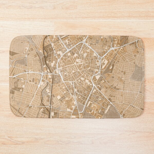 Item preview, Map of Leicester downtown (England) in sepia vintage style designed and sold by blursbyai.