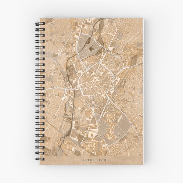 Item preview, Map of Leicester downtown (England) in sepia vintage style designed and sold by blursbyai.