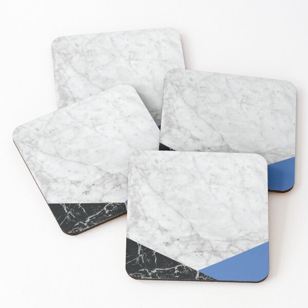 Item preview, Geometric White Marble - Black Granite & Blue #509 designed and sold by Natural Collective.
