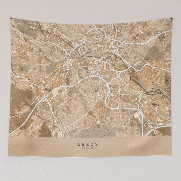 Item preview, Map of Leeds (England) in sepia vintage style designed and sold by blursbyai.