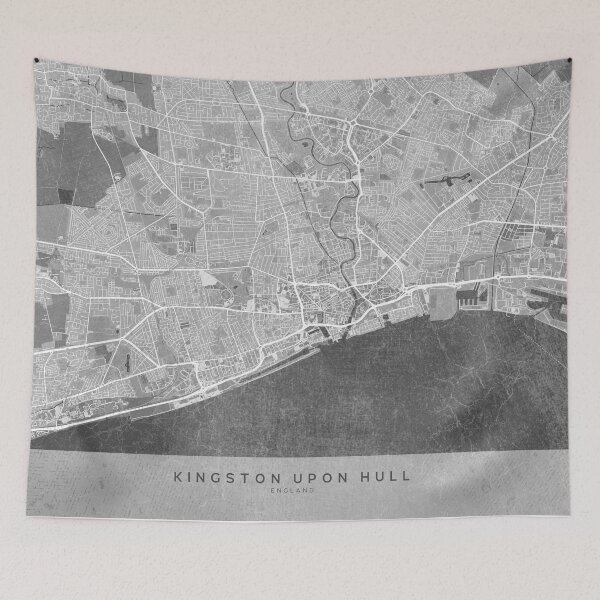 Item preview, Map of Kingston upon Hull (England) in gray vintage style designed and sold by blursbyai.