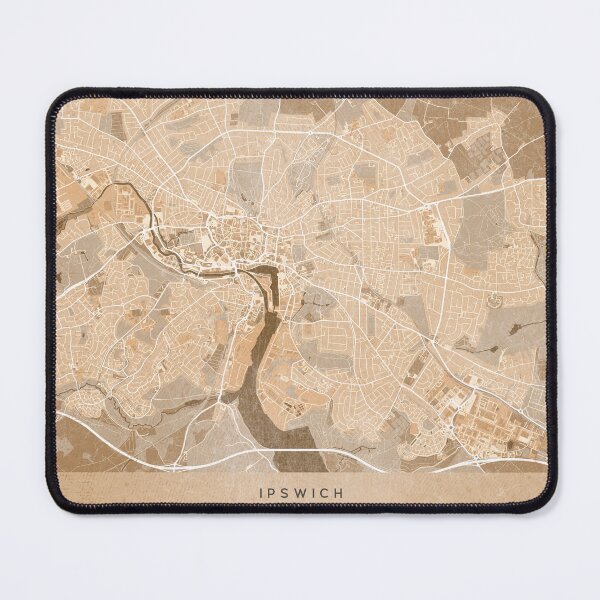 Item preview, Map of Ipswich (England) in sepia vintage style designed and sold by blursbyai.