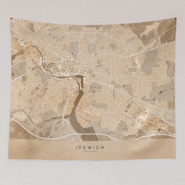 Item preview, Map of Ipswich (England) in sepia vintage style designed and sold by blursbyai.