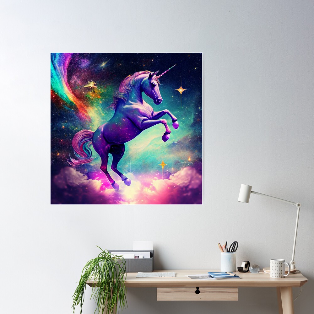 RoseArt Fuzzy Posters 2001 “Sunshine” Unicorn Castle Stars Planets Rainbow  Moon.