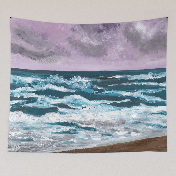 Item preview, Nature and landscapes, blue landscape, indigo sea with waves designed and sold by anaozzart.