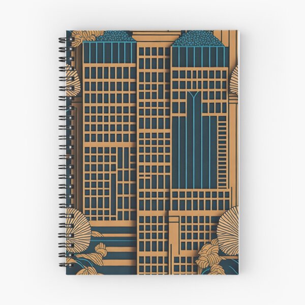 Artikelvorschau, Gold auf schwarzem Art-Deco-Muster von hohen Gebäuden entworfen und verkauft von Gary Gable.