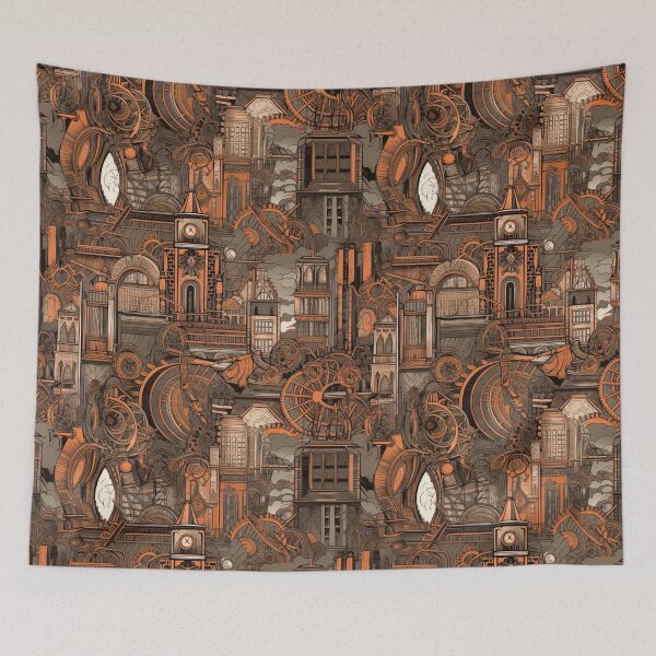 Item preview, Steampunk Cityscape Sketch Pattern Design designed and sold by Juuskus.