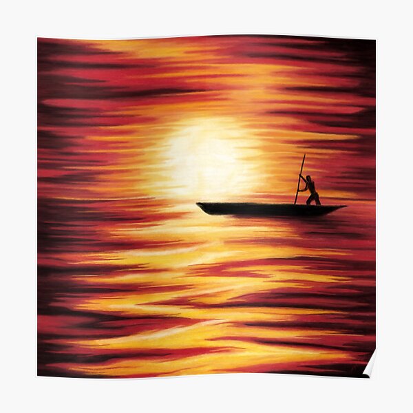 Sunset canoe Poster