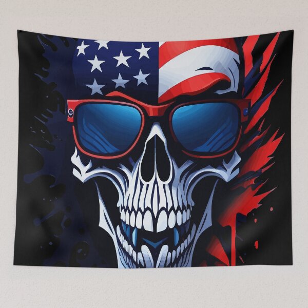 Item preview, Ultra Maga Red White Blue Skull With Trendy Sunglasses  designed and sold by Mimielitas-Shop.