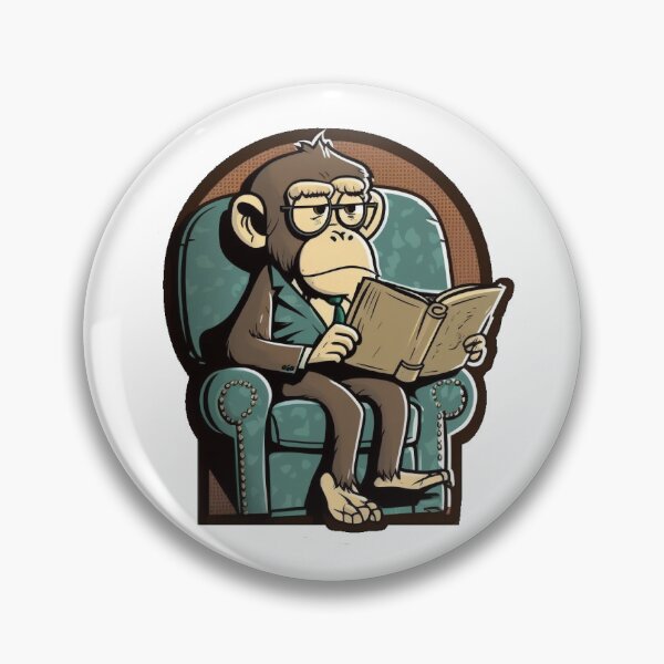 Item preview, Smart monkey reading a book sticker designed and sold by potatocutts.