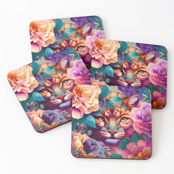 Item preview, Vibrant Floral Pattern with Hidden Tiger designed and sold by MTJ-Mushrooms.