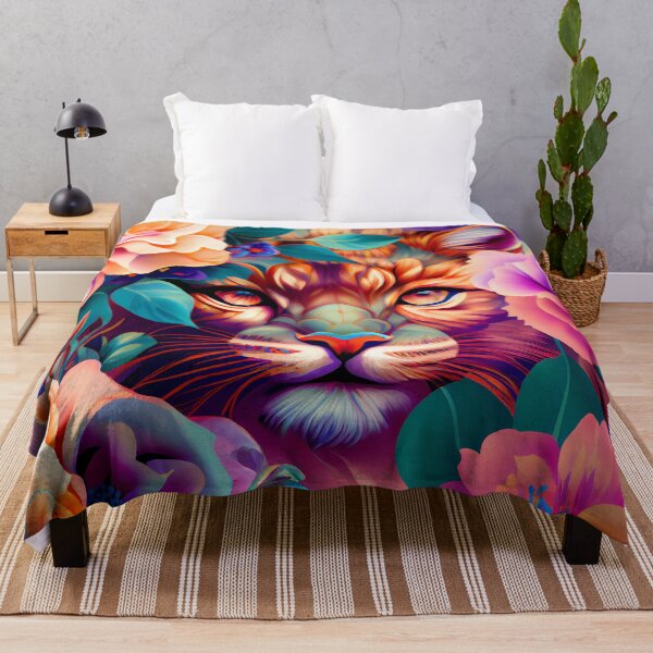 Item preview, Vibrant Floral Pattern with Hidden Tiger designed and sold by MTJ-Mushrooms.
