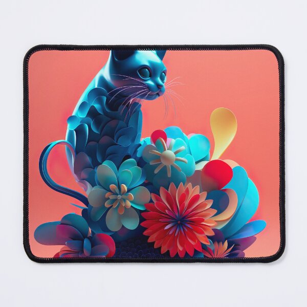 Item preview, Blue floral cat sculpture designed and sold by PoppinArtFox.