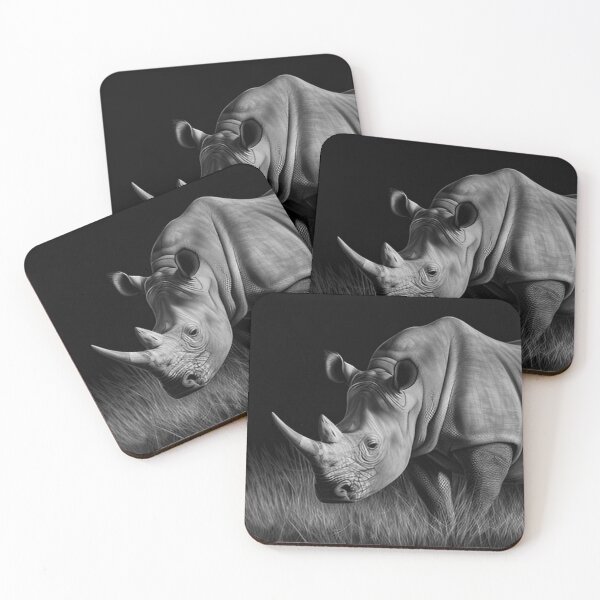 Item preview, Black and white Rhino pencil drawing designed and sold by Pencil-Art.