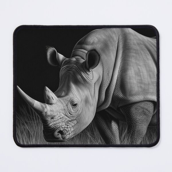 Item preview, Black and white Rhino pencil drawing designed and sold by Pencil-Art.