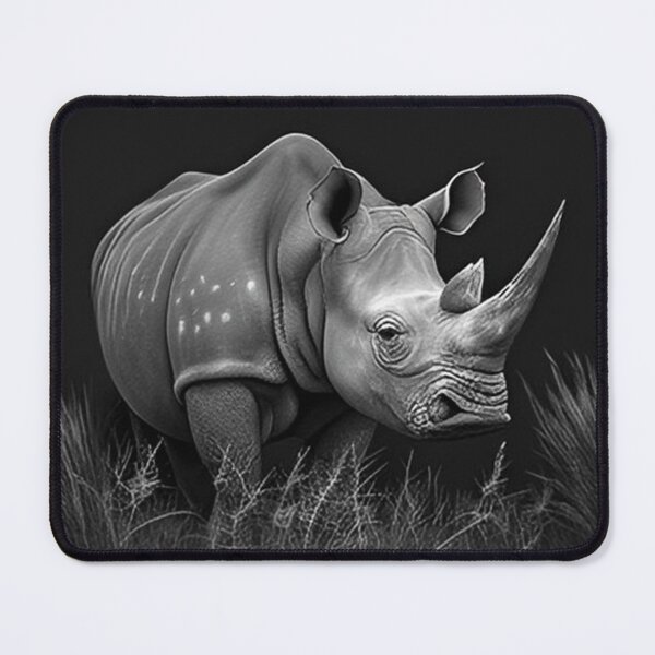 Item preview, Black and white Rhino pencil drawing designed and sold by Pencil-Art.