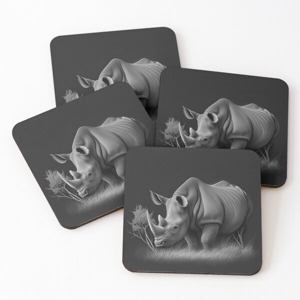 Item preview, Black and white Rhino pencil drawing designed and sold by Pencil-Art.