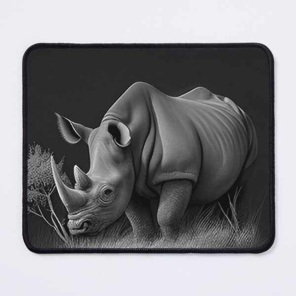 Item preview, Black and white Rhino pencil drawing designed and sold by Pencil-Art.