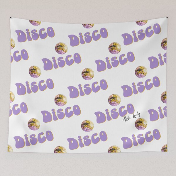 Artikelvorschau, Disco pattern pastel yellow- white background entworfen und verkauft von Studio Lydia Lovely.