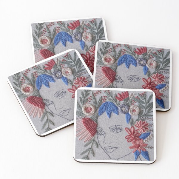 Item preview, Embroidered female portrait designed and sold by TLAVeranda.