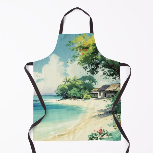 Item preview, Tranquil Paradise: The Maldives' Secluded and Pristine Beaches - 1950s Vintage Gouache designed and sold by Heritage Print Co.