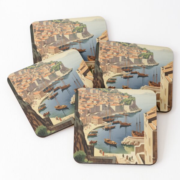 Item preview, Discovering Dubrovnik's Charm: A Vintage Gouache Journey designed and sold by Heritage Print Co.