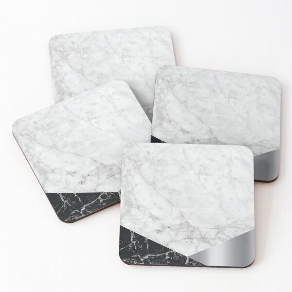 Item preview, Geometric White Marble - Black Granite & Silver #230 designed and sold by Natural Collective.