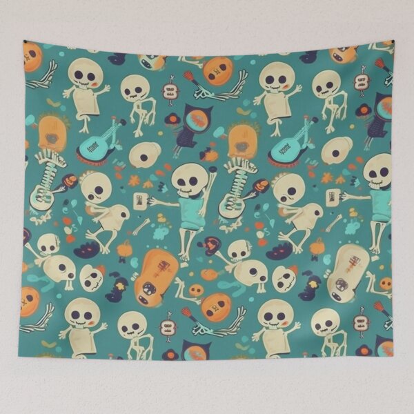 Item preview, #10 Cute Skeleton Cartoon Art Pattern Design designed and sold by Pexelpanoramas.