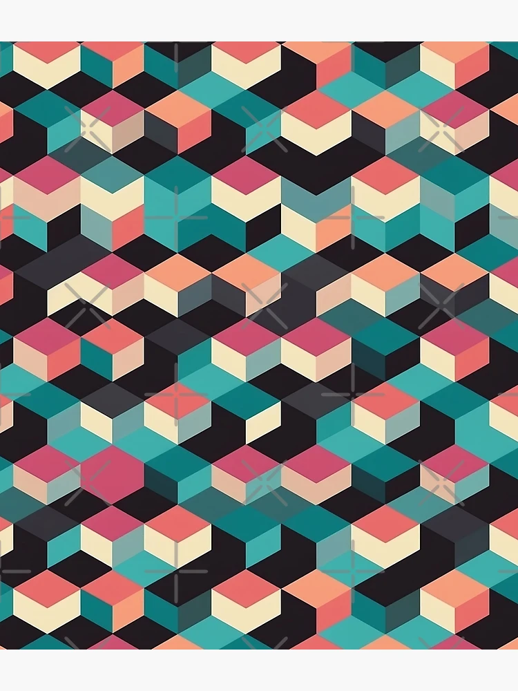 Thumbnail 3 of 3, Backpack, Abstract Geometric Cubes designed and sold by Splargo Digital Prints.
