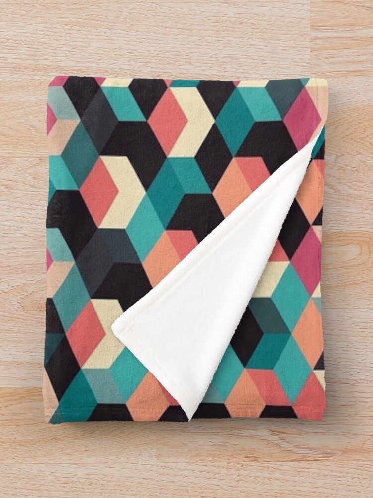 Thumbnail 3 of 6, Throw Blanket, Abstract Geometric Cubes designed and sold by Splargo.
