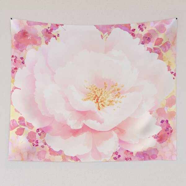 Item preview, Morning Grace pink peony floral art designed and sold by Glimmersmith.