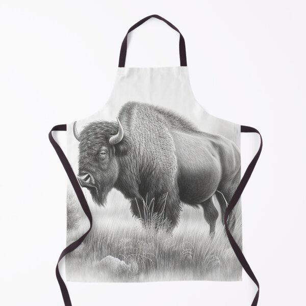 Item preview, Black and white Bison pencil drawing designed and sold by Pencil-Art.