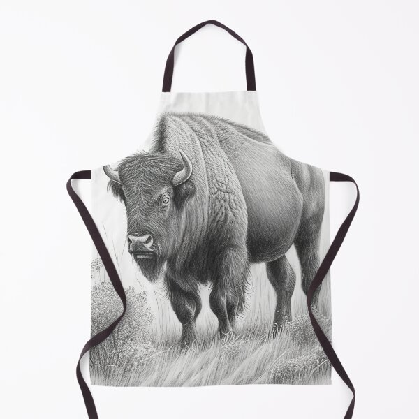 Item preview, Black and white Bison pencil drawing designed and sold by Pencil-Art.