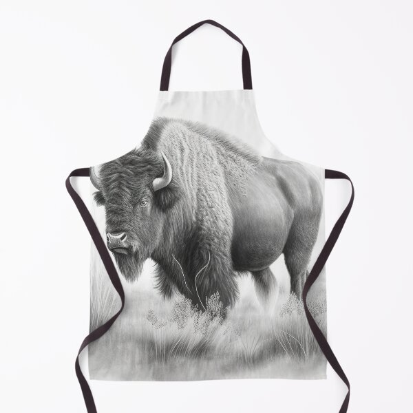 Item preview, Black and white Bison pencil drawing designed and sold by Pencil-Art.