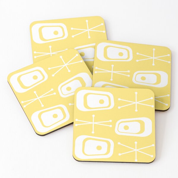 Aperçu de l'œuvre Atomic Age TVs Starbursts Jaune Blanc créée et vendue par thepixelgarden.