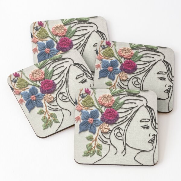 Item preview, Embroidered female portrait designed and sold by TLAVeranda.
