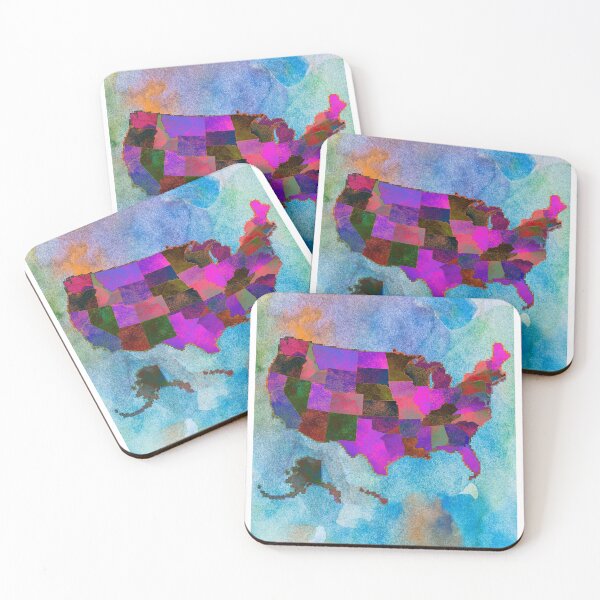 Item preview, USA map by states watercolor designed and sold by DeluxBee.