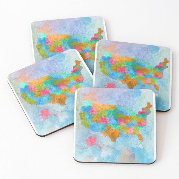 Item preview, USA map by states watercolor designed and sold by DeluxBee.