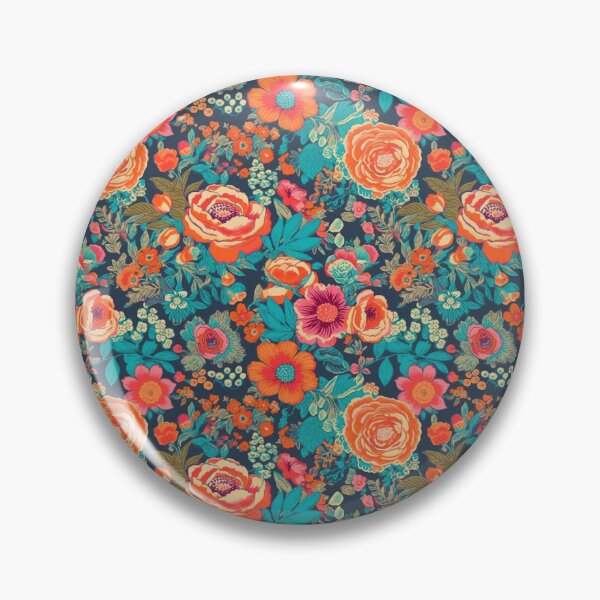 Item preview,  Cheerful Wildflowers, Blue, Orange, Pink  Flowers  designed and sold by VintageFlorals.