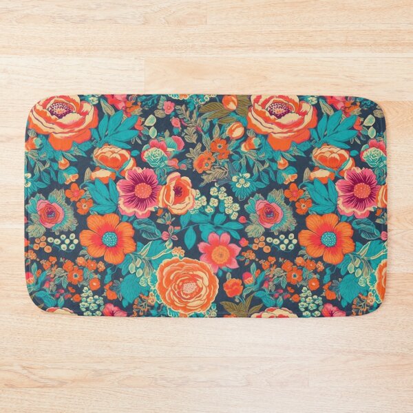 Item preview,  Cheerful Wildflowers, Blue, Orange, Pink  Flowers  designed and sold by VintageFlorals.