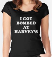 Vintage I Got Bombed at Harveys: Harvey's Wagon Wheel Explosion Shirt 1980 Women's Fitted Scoop T-Shirt