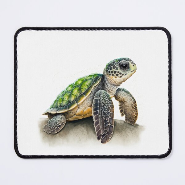 Aperçu de l'œuvre Sea Turtle Hatchling Watercolour Portrait créée et vendue par Adios65.