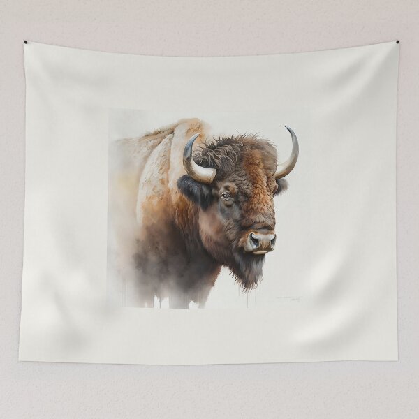Aperçu de l'œuvre Portrait of a Buffalo | Bull Watercolour Illustration | Wildlife Portrait créée et vendue par Adios65.