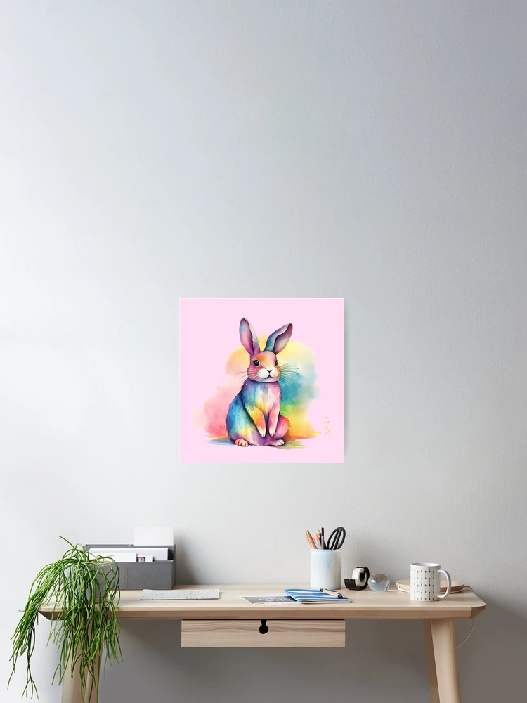 Thumbnail 2 of 3, Poster, Springtime Rainbow Rabbit designed and sold by Mika Hutton.
