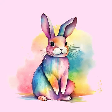 Artwork thumbnail, Springtime Rainbow Rabbit by Mika Hutton