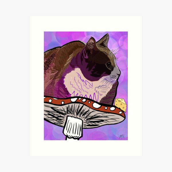 Item preview, Cheese the cat on a mushroom designed and sold by mollyedison.