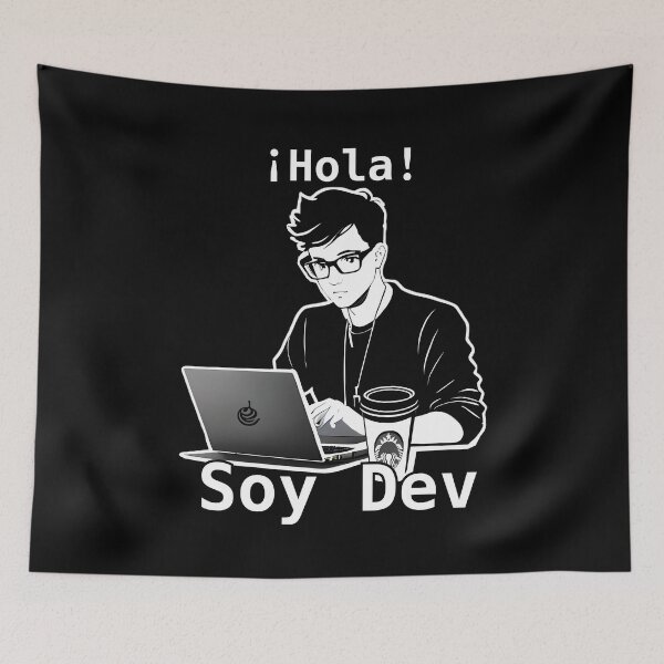 Artikelvorschau, "¡Hola! Soy Dev"-Laptop und Soja-Latte-Design entworfen und verkauft von TuxIdeas.