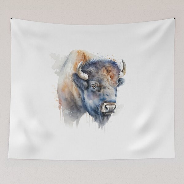 Aperçu de l'œuvre Buffalo Illustration | Watercolour Portrait | Wildlife Portrait créée et vendue par Adios65.