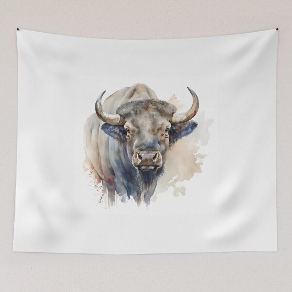 Aperçu de l'œuvre African Buffalo Illustration | Watercolour Portrait | Wildlife Portrait créée et vendue par Adios65.
